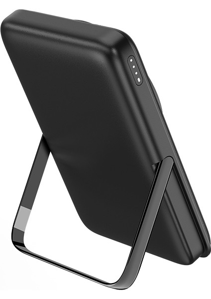 WI-P011 Gentleman Serisi LED Işık Göstergeli Standlı Kablosuz Powerbank 10.000MAH 15W Siyah fırsatları