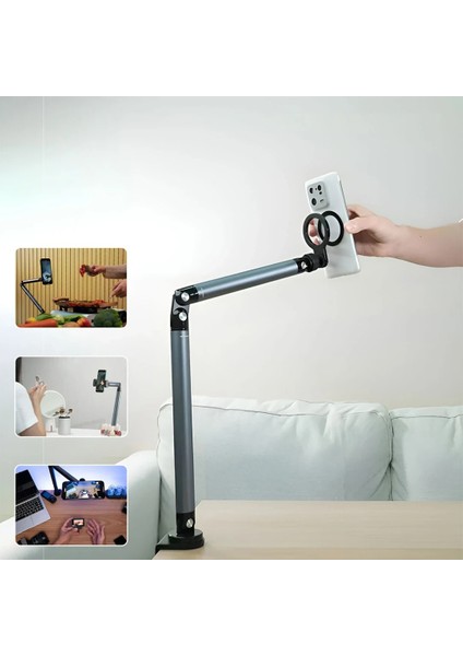 2’si 1 Arada Manyetik Masaüstü Telefon ve Tablet Standı – 360° Ayarlanabilir Açı, Sağlam Klipsli Tasarım, Esnek ve Katlanabilir, Video Çekimi, Canlı Yayın | EH-311 fırsatları