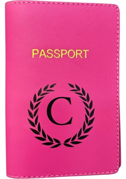 Harf Tasarımlı Deri Pasaport Kılıfı C