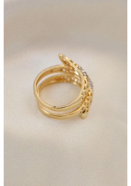 Bfs Ayarlamalı Altın Renk Metal Zirkon Taşlı Yüzük fiyatları