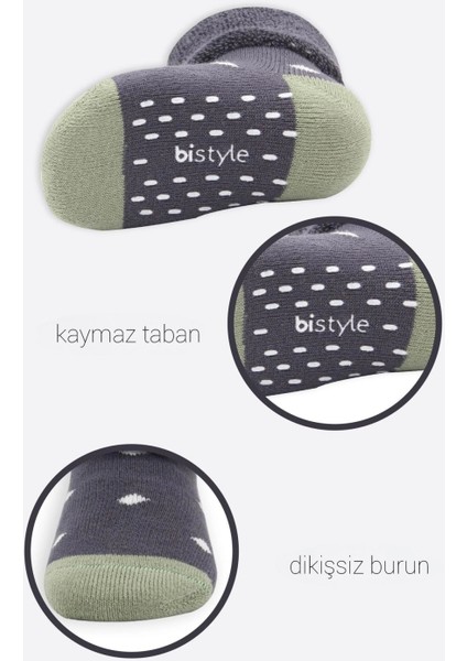 Bistyle Puanlı Kaymaz Havlu Soket Çorap 2'li BS10502 Antrasit fırsatları