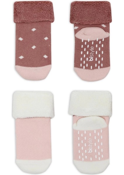 Bistyle Puanlı Kaymaz Havlu Soket Çorap 2'li BS10502 Pudra Pembe fiyatları
