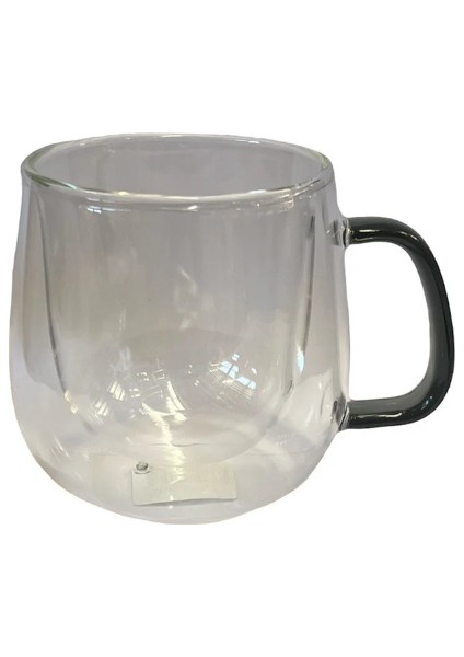 Çift Cidarlı Cam Kupa Gri