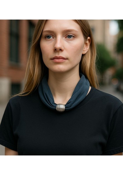 Gümüş Boncuk Detaylı Kumaş Kolye modelleri