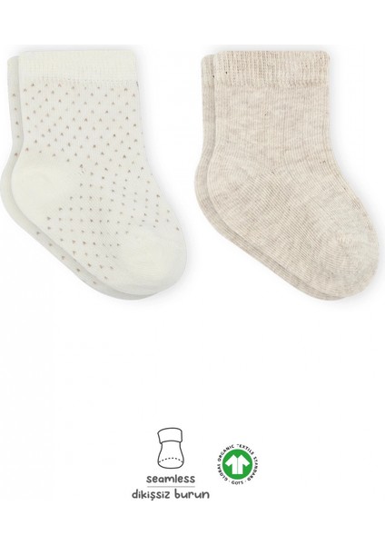 Bistyle Puan Derby Penye Soket Çorap 2'li BS10103 Bej Ekru