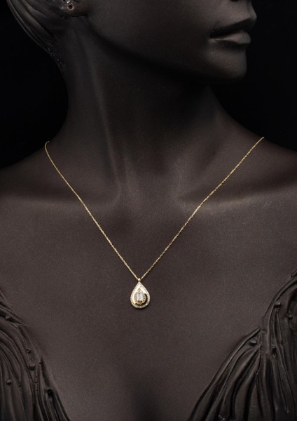 Bagetli 14 Ayar Altın Damla Kolye fiyatları