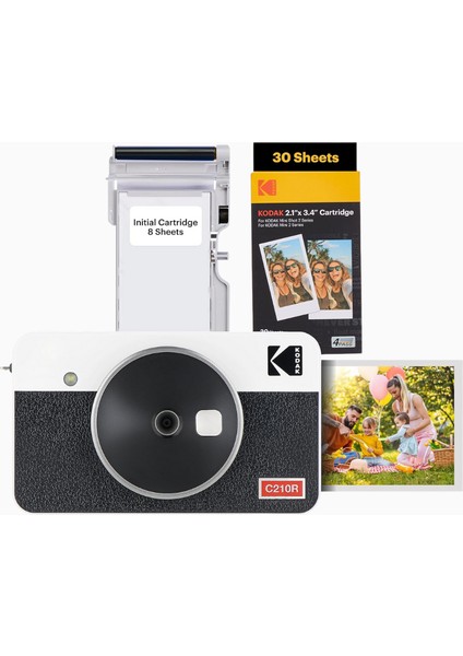 Mini Shot 2 Retro, Anlık Fotoğraf Makinesi ve Yazıcı, Bluetooth, 4pass, Beyaz