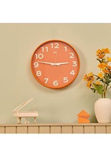 Dekoratif Duvar Saati - Turuncu - 38 cm
