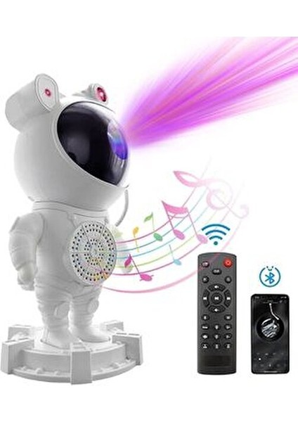 Astronot Bluetooth Hoparlör Galaxy Bulutsusu Ay Tavan Gökyüzü Projektör Zamanlayıcı Gece Lambası modelleri