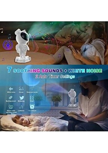 Astronot Bluetooth Hoparlör Galaxy Bulutsusu Ay Tavan Gökyüzü Projektör Zamanlayıcı Gece Lambası indirimleri