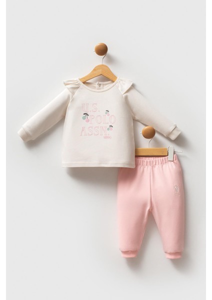 Ekru Pembe Kız Bebek 2 Iplik Alt Üst Takım