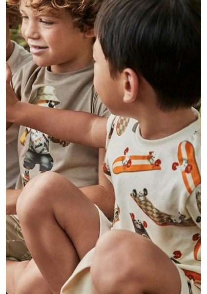 Kaykay Erkek Tişört - Ekru