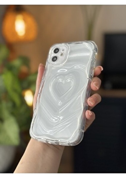 Apple Iphone 11 Uyumlu 3D Kalp Kabartma Desenli Darbe Önleyici Kamera Korumalı Şeffaf Silikon Kılıf fiyatları