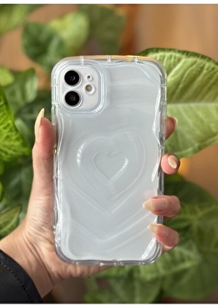 Apple Iphone 11 Uyumlu 3D Kalp Kabartma Desenli Darbe Önleyici Kamera Korumalı Şeffaf Silikon Kılıf fırsatları