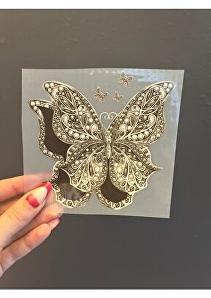 11X11 cm Ütü Ile Yapışan Kahverengi Kelebek Transfer Baskı Arma modelleri