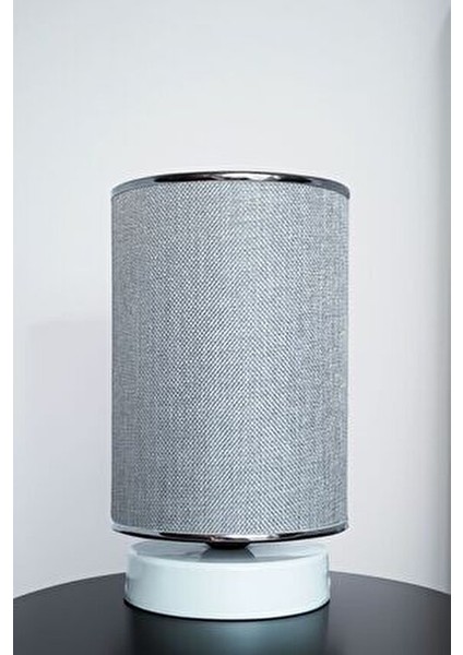 Animon Silindir Tasarım Masa Lambası Abajur Gri