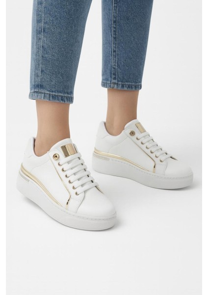 Kadın Spor Ayakkabı Gold Detaylı Kalın Taban Sneaker