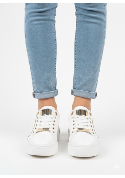 Kadın Spor Ayakkabı Gold Detaylı Kalın Taban Sneaker fiyatları