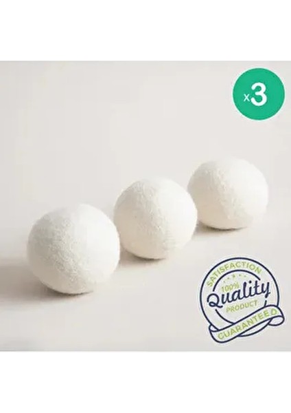 Yün Kurutma Topu 3 Adet Doğal Yumuşatıcı Beyaz Çamaşır Kurutma Topları