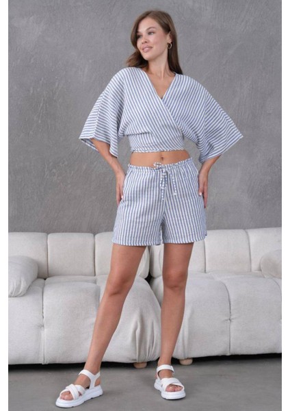 Mavi Keten Kumaş Kadın Şort fiyatları