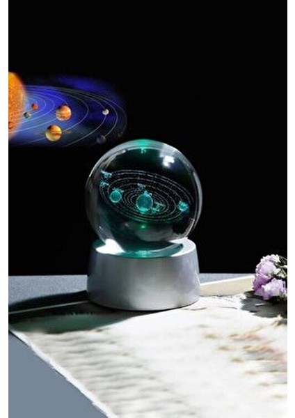 Dekoratif Mini Gece Lambası Samanyolu Ay Gezegen Işıklı Cam Küre, Işıklı Kristal Top 6 cm Çapında fiyatları