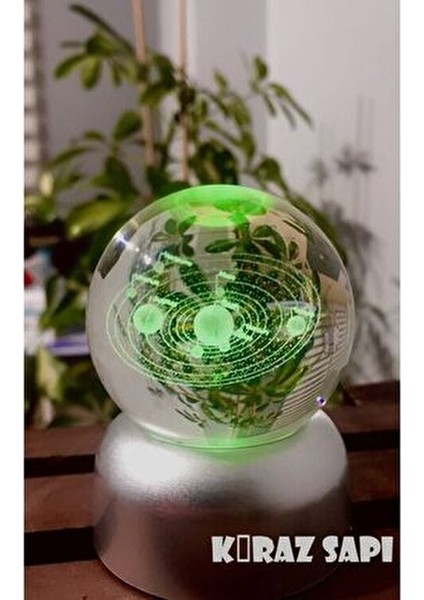 Dekoratif Mini Gece Lambası Samanyolu Ay Gezegen Işıklı Cam Küre, Işıklı Kristal Top 6 cm Çapında indirimleri