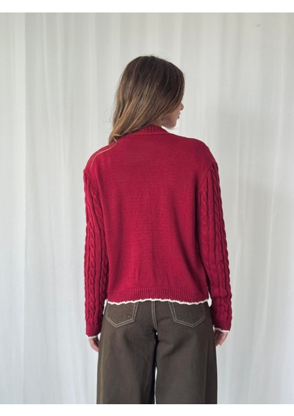 Gold Düğmeli Hırka Kadın Bordo fırsatları