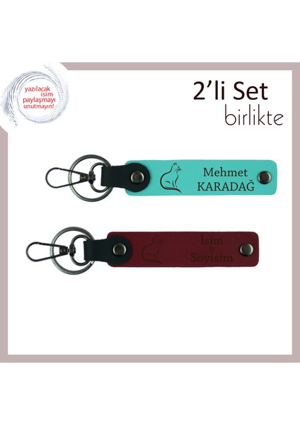 Patisiyle Kalbinde Kalanlara, Tatlı Figürlü, Kişisel Anahtarlık, Turkuaz-Bordo