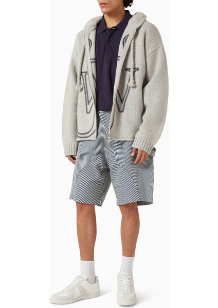 Merino Yünlü Çapa Işlemeli Kapüşonlu Sweatshirt, Gri, Modern ve Sıcak fiyatları