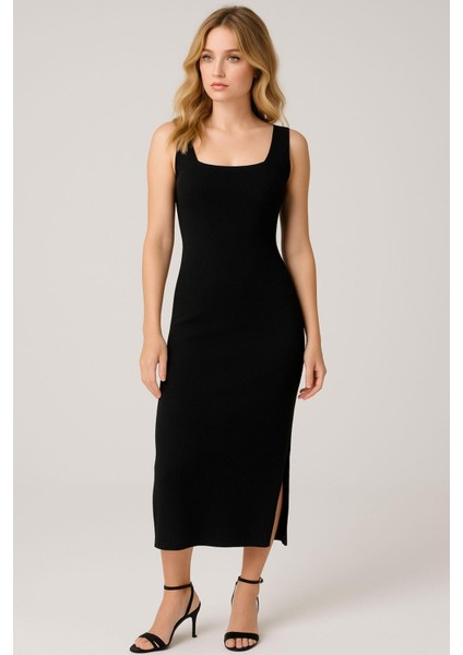 Siyah Ottoman Kumaş Kadın Elbise fiyatları