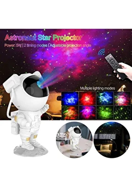 Astronot Projektör LED Star Projector Night Lights Gece Lambası 8 Farklı Mod Nebula Işık