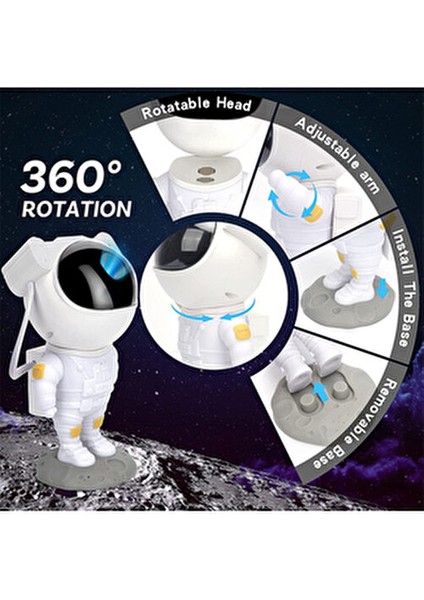Astronot Projektör LED Star Projector Night Lights Gece Lambası 8 Farklı Mod Nebula Işık fırsatları
