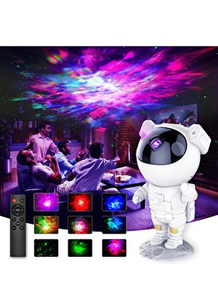 Astronot Projektör LED Star Projector Night Lights Gece Lambası 8 Farklı Mod Nebula Işık