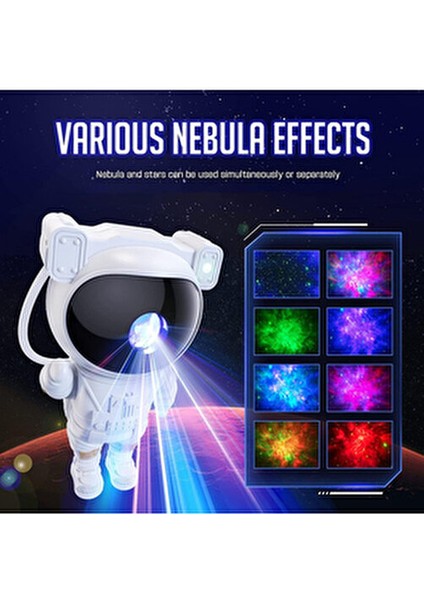 Astronot Projektör LED Star Projector Night Lights Gece Lambası 8 Farklı Mod Nebula Işık