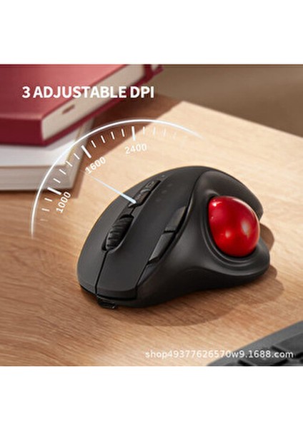 Ergonomik Trackball Mouse Bluetooth 5.1 Sessiz Ayarlanabilir Dpı Parmakla Kontrol Kablosuz & Şarjlı