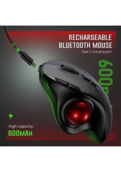 Ergonomik Trackball Mouse Bluetooth 5.1 Sessiz Ayarlanabilir Dpı Parmakla Kontrol Kablosuz & Şarjlı fırsatları