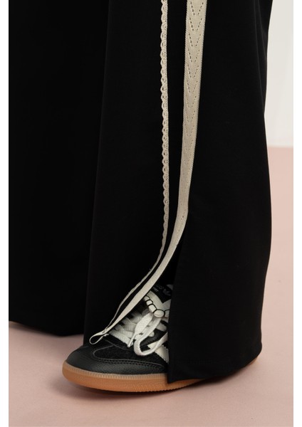 Yanları Dantelli Pantolon - Siyah