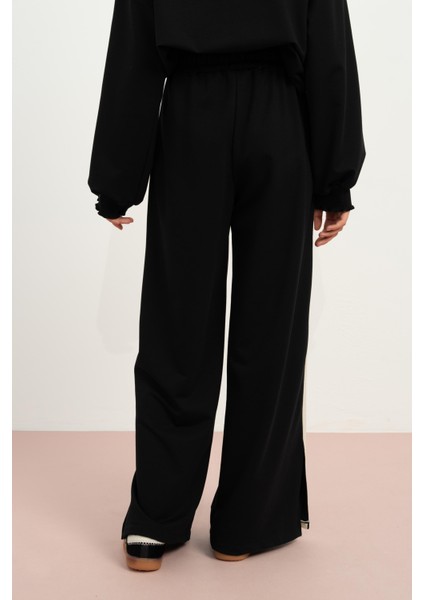 Yanları Dantelli Pantolon - Siyah