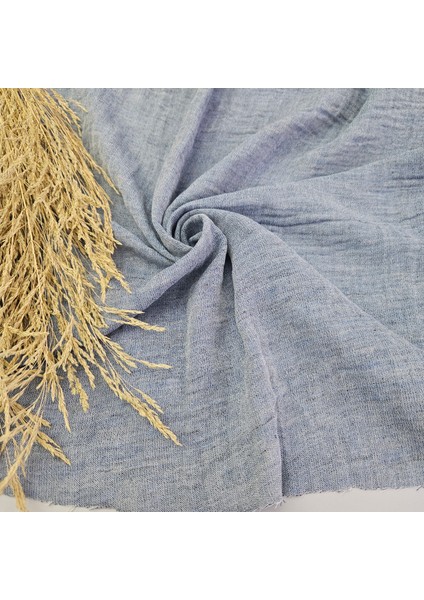 Krinkıl Müslin | Çift Renk 2 Katlı Bürümcük Kumaş | Denim ve Krem fiyatları
