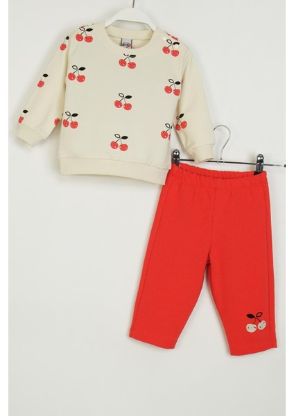 Kirazlı Bebe Takım - Ekru