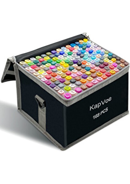 168’LI Çift Uçlu Touch Marker Art Tasarım Kurecolor Twin Marker Kalem Seti Taşınabilir Çanta Ithal