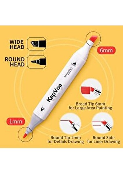 168’LI Çift Uçlu Touch Marker Art Tasarım Kurecolor Twin Marker Kalem Seti Taşınabilir Çanta Ithal