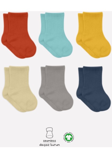 Bistyle Mix Penye Soket Çorap 6'lı BS10101M Kiremit