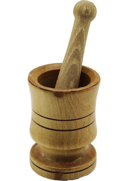 Yerli - Cilalı Ayaklı - No:3 Ahşap Havan Sarımsak Dövecek Fileli (5224)