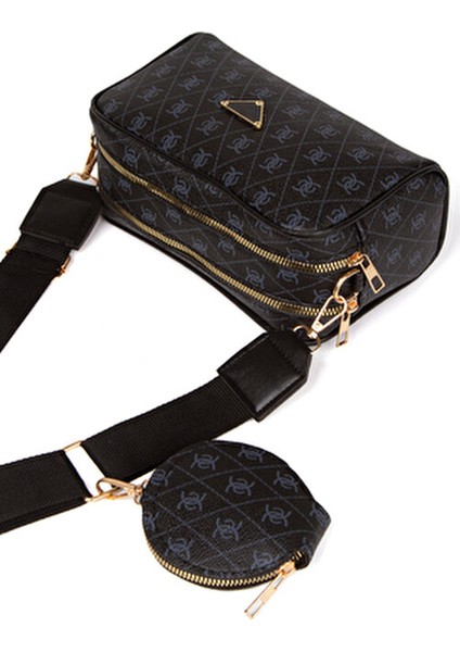 Kadın Desenli Çapraz Askılı Suni Deri Omuz Çantası 2'li Set Şık Tasarım fiyatları