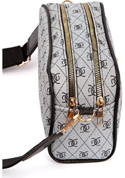 Kadın Desenli Çapraz Askılı Suni Deri Omuz Çantası 2'li Set Şık Tasarım