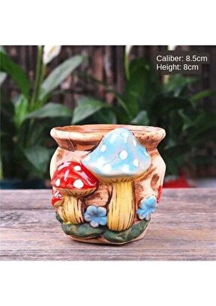 Yeni Dekoratif 5'li Retro Mantar Sukulent ve Kaktüs Saksı Seti, Sunumluk modelleri