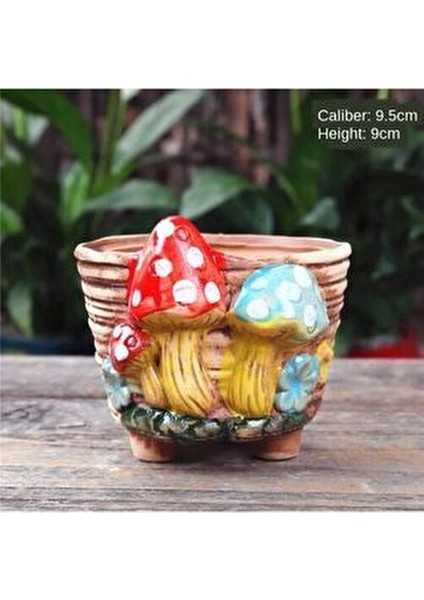 Yeni Dekoratif 5'li Retro Mantar Sukulent ve Kaktüs Saksı Seti, Sunumluk indirimleri