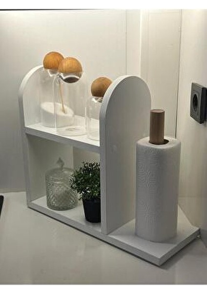 Kağıt Havluluk Kağıt Rulo Havluluk Ahşap Kağıt Havluluk Mutfak Rafı Tezgah Üstü Peçetelik Organizer
