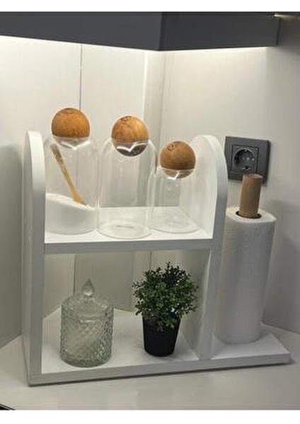 Kağıt Havluluk Kağıt Rulo Havluluk Ahşap Kağıt Havluluk Mutfak Rafı Tezgah Üstü Peçetelik Organizer